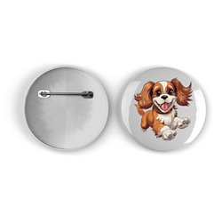 25mm Round Metal Badge - Jumping Dog 10
