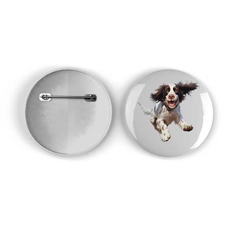 25mm Round Metal Badge - Jumping Dog 13