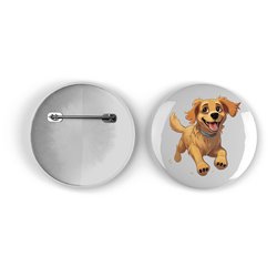 25mm Round Metal Badge - Jumping Dog 14