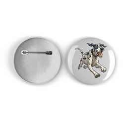 25mm Round Metal Badge - Jumping Dog 15