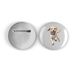 25mm Round Metal Badge - Jumping Dog 17