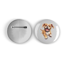 25mm Round Metal Badge - Jumping Dog 18