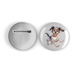 25mm Round Metal Badge - Jumping Dog 21