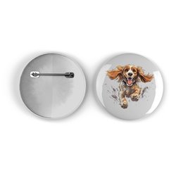 25mm Round Metal Badge - Jumping Dog 22