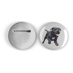 25mm Round Metal Badge - Jumping Dog 24