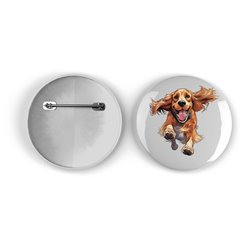 25mm Round Metal Badge - Jumping Dog 27