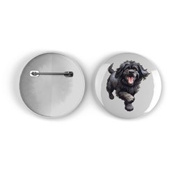25mm Round Metal Badge - Jumping Dog 31