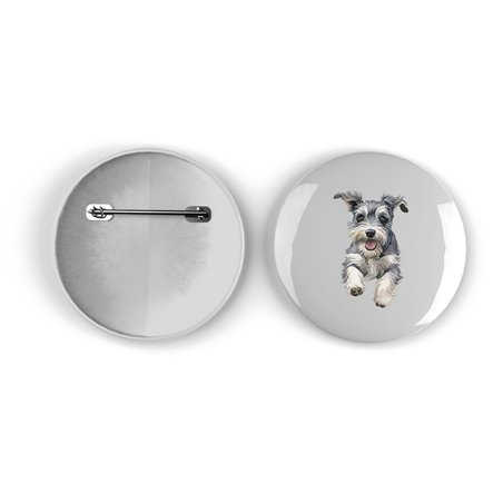 25mm Round Metal Badge - Jumping Dog 37