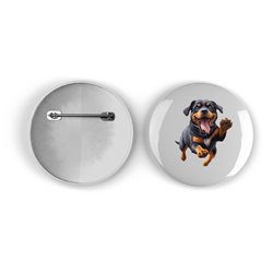 25mm Round Metal Badge - Jumping Dog 41