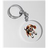 35mm Round Keyring -  Jumping Dog 4