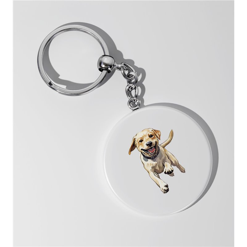 35mm Round Keyring -  Jumping Dog 17