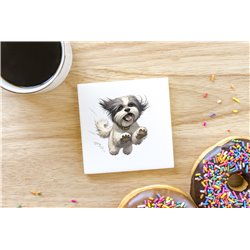 Ceramic Tile Coaster/ Trivet - Jumping dog1