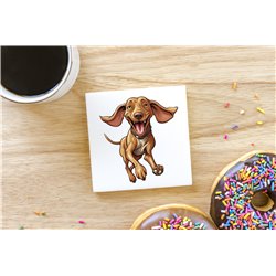 Ceramic Tile Coaster/ Trivet - Jumping dog2