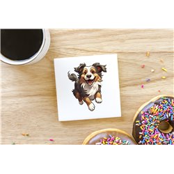 Ceramic Tile Coaster/ Trivet - Jumping dog3