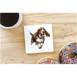 Ceramic Tile Coaster/ Trivet - Jumping dog5