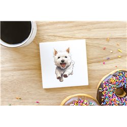 Ceramic Tile Coaster/ Trivet - Jumping dog6