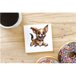 Ceramic Tile Coaster/ Trivet - Jumping dog9