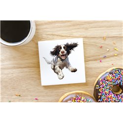 Ceramic Tile Coaster/ Trivet - Jumping dog13