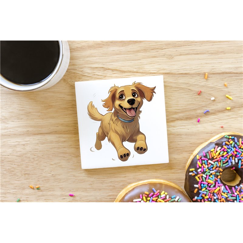 Ceramic Tile Coaster/ Trivet - Jumping dog14