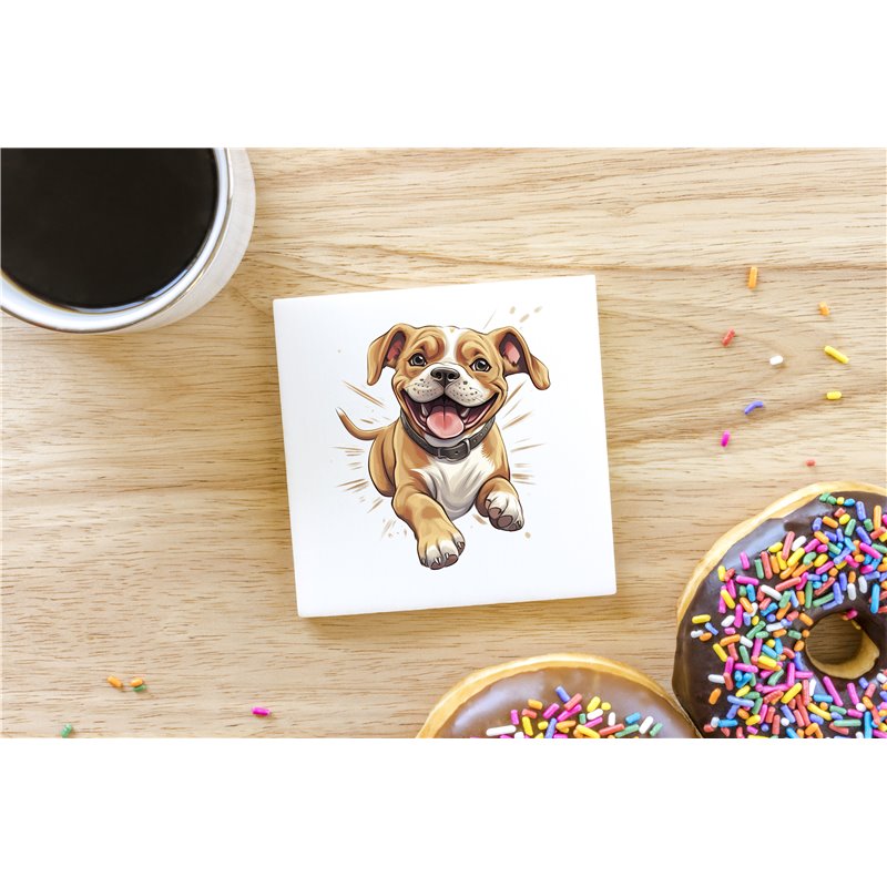 Ceramic Tile Coaster/ Trivet - Jumping dog18