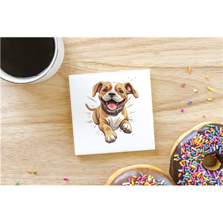 Ceramic Tile Coaster/ Trivet - Jumping dog18