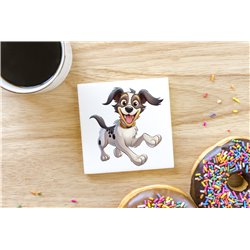 Ceramic Tile Coaster/ Trivet - Jumping dog21