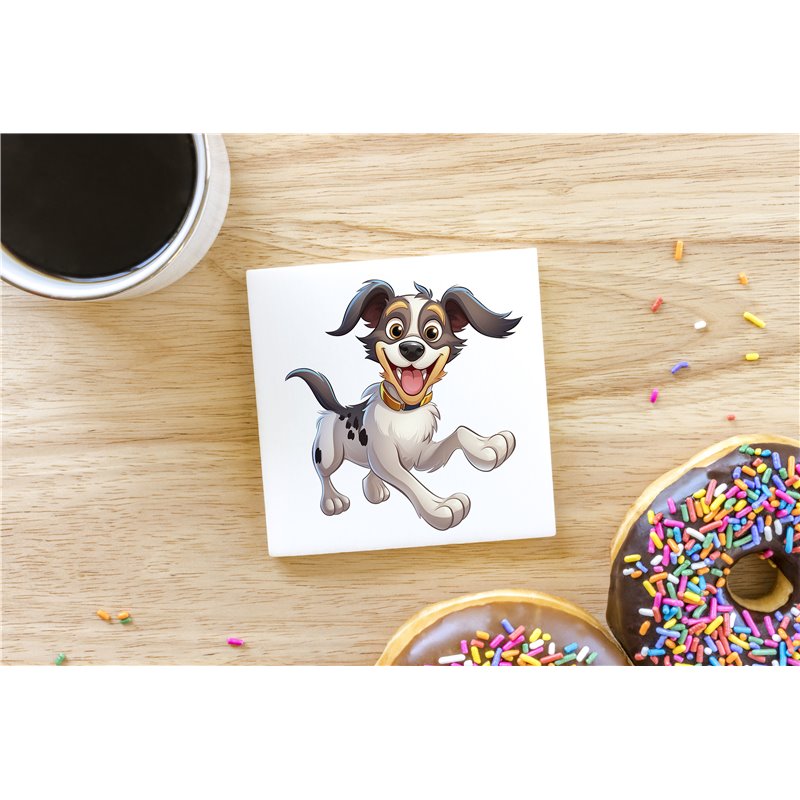 Ceramic Tile Coaster/ Trivet - Jumping dog21