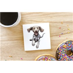 Ceramic Tile Coaster/ Trivet - Jumping dog23