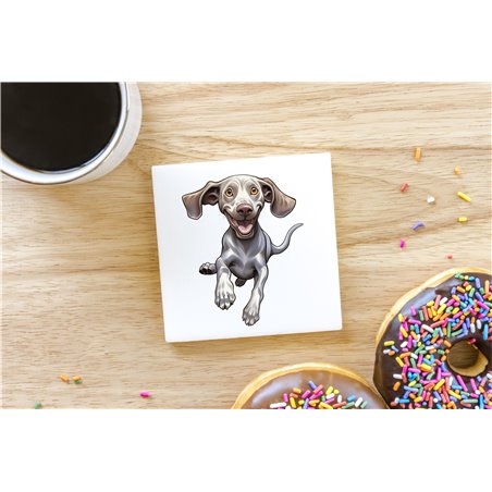 Ceramic Tile Coaster/ Trivet - Jumping dog23