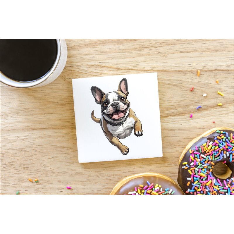 Ceramic Tile Coaster/ Trivet - Jumping dog25