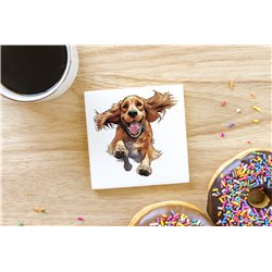 Ceramic Tile Coaster/ Trivet - Jumping dog27