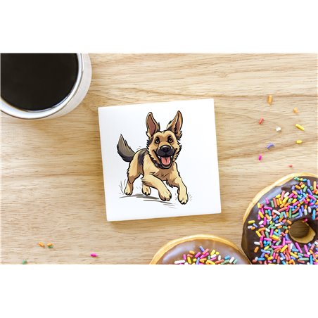 Ceramic Tile Coaster/ Trivet - Jumping dog28