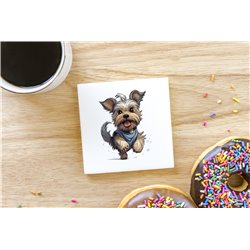 Ceramic Tile Coaster/ Trivet - Jumping dog30