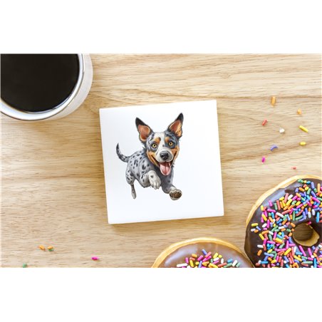 Ceramic Tile Coaster/ Trivet - Jumping dog36