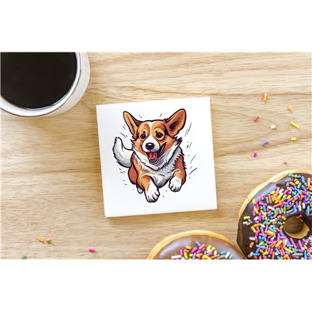 Ceramic Tile Coaster/ Trivet - Jumping dog39