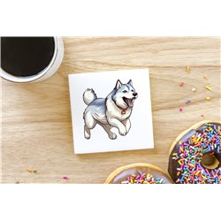 Ceramic Tile Coaster/ Trivet - Jumping dog43