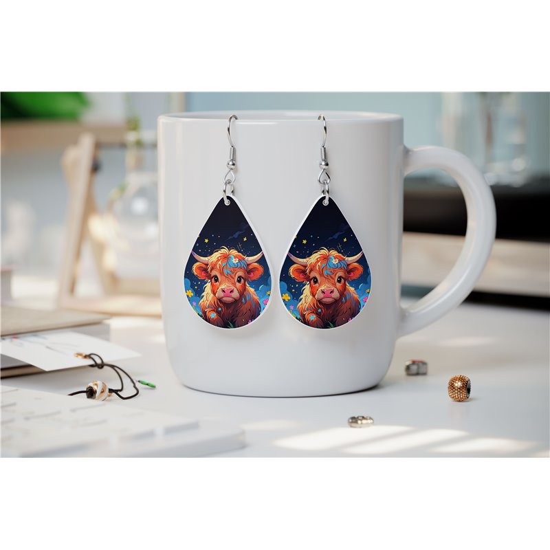 Teardrop Earrings - Highland Cattle - HCTDE(7)