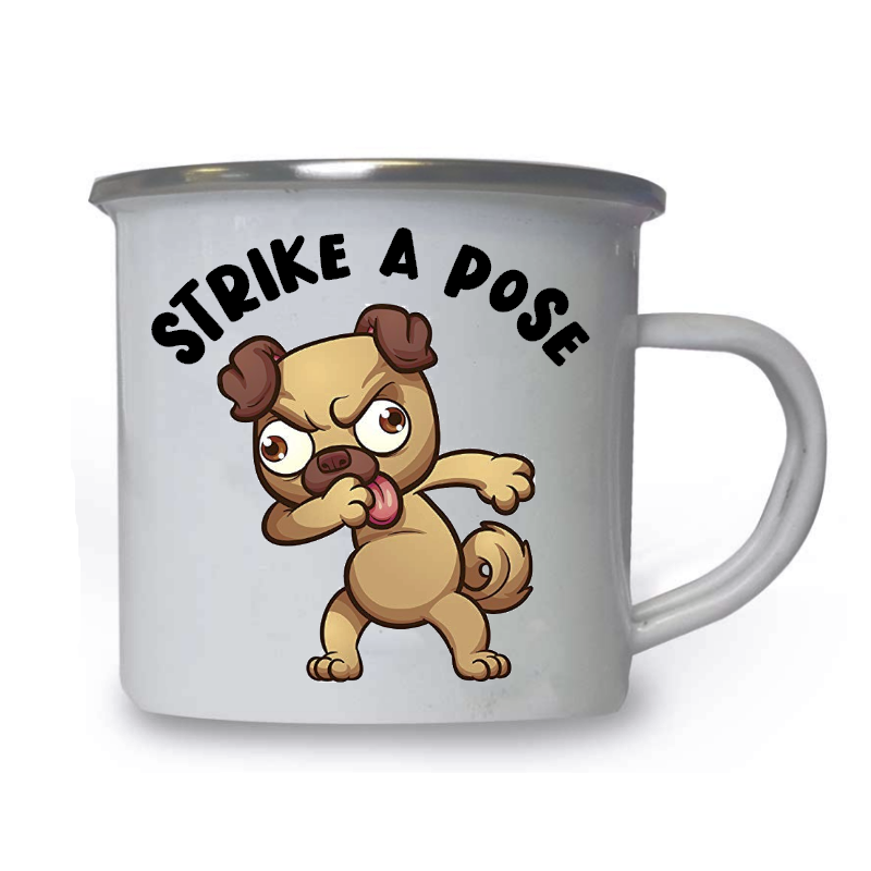 10oz White Enamel Mug - Strike a pose 36