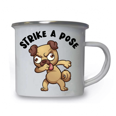 10oz White Enamel Mug - Strike a pose 36