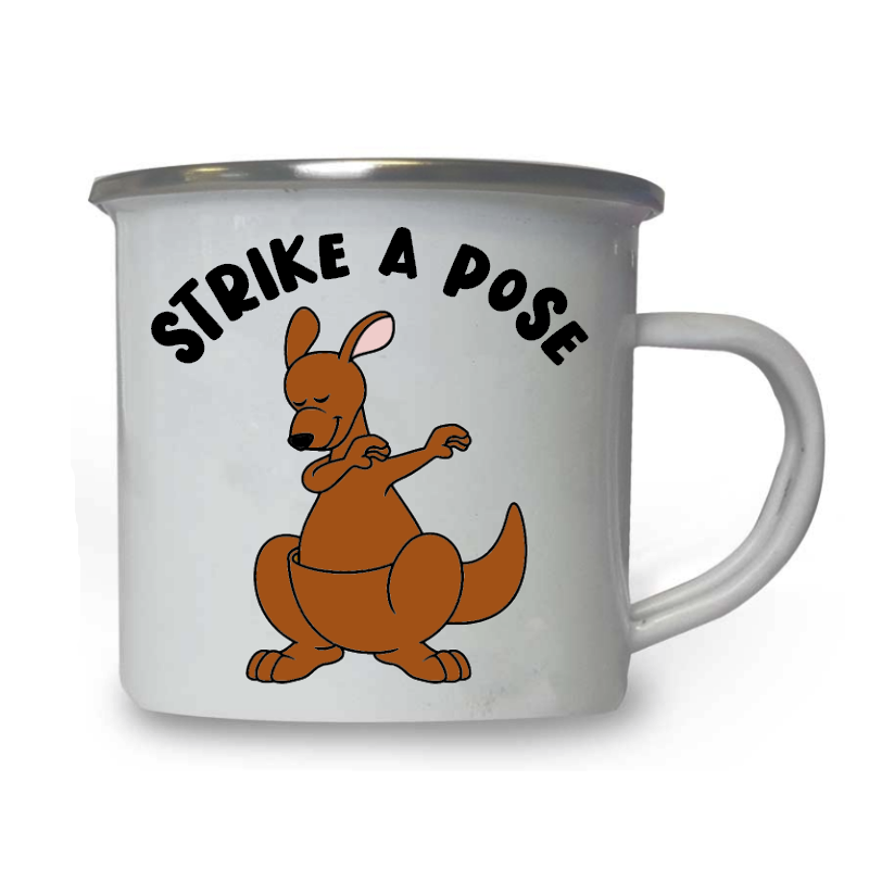 10oz White Enamel Mug - Strike a pose 35