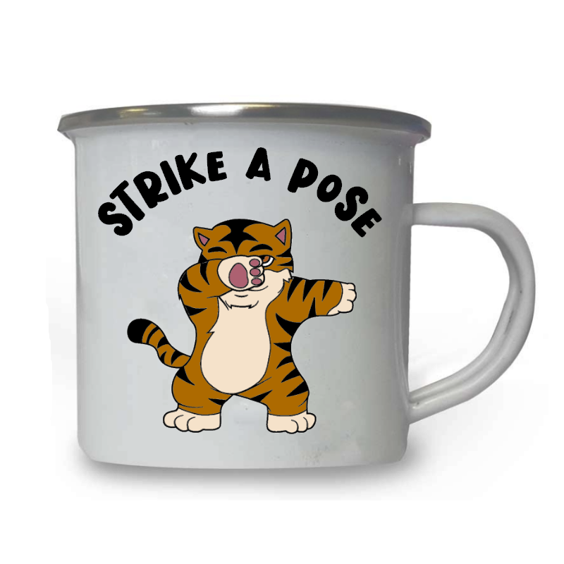 10oz White Enamel Mug - Strike a pose 34