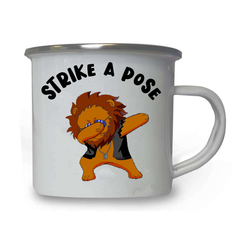 10oz White Enamel Mug - Strike a pose 31