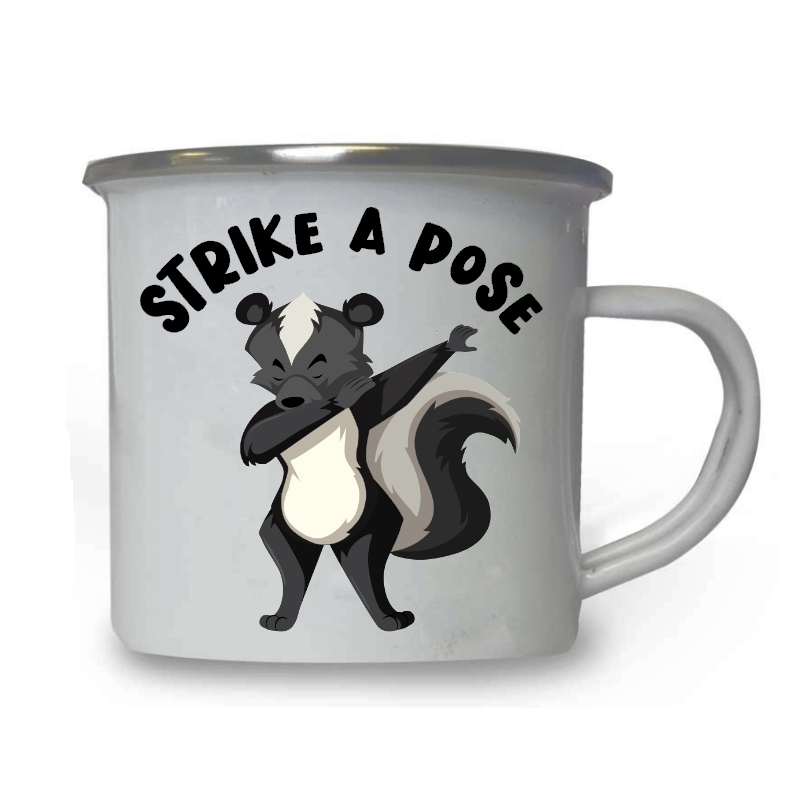 10oz White Enamel Mug - Strike a pose 30