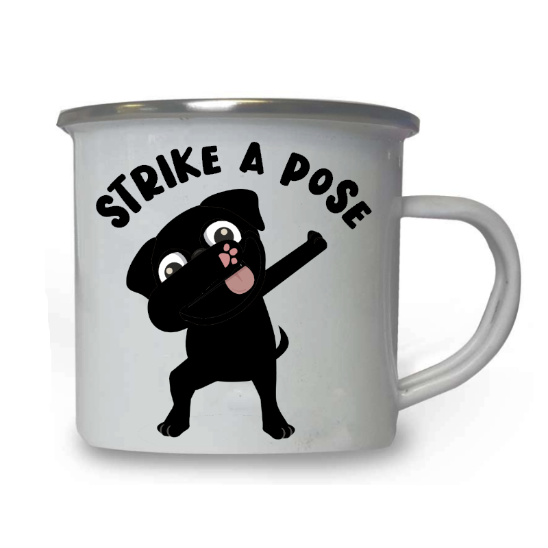 10oz White Enamel Mug - Strike a pose 27