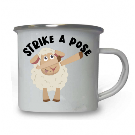10oz White Enamel Mug - Strike a pose 26