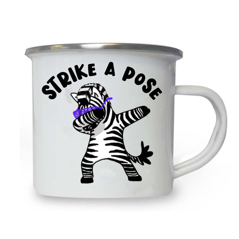 10oz White Enamel Mug - Strike a pose 13