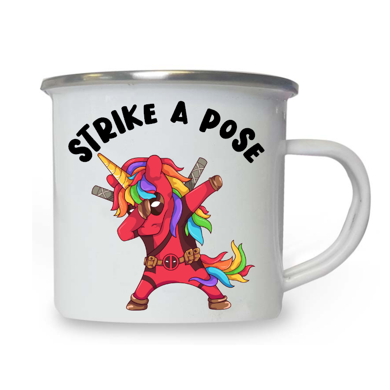 10oz White Enamel Mug - Strike a pose 8