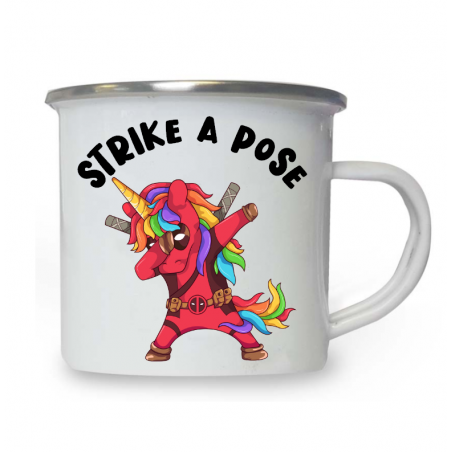 10oz White Enamel Mug - Strike a pose 8