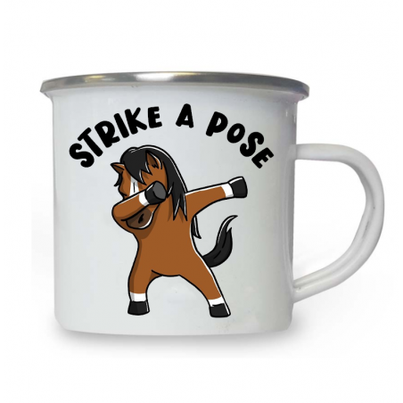 10oz White Enamel Mug - Strike a pose 6