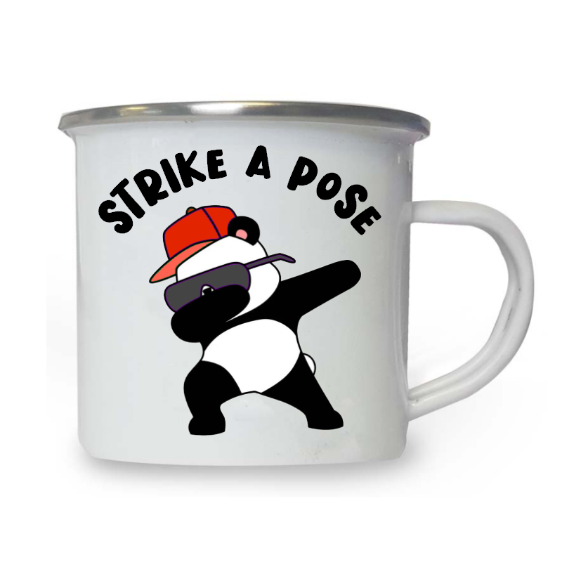 10oz White Enamel Mug - Strike a pose 4